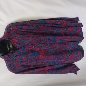 VINTAGE Marc D'ALCY Paisley Silk Blouse Top Women Size 4, beaded
